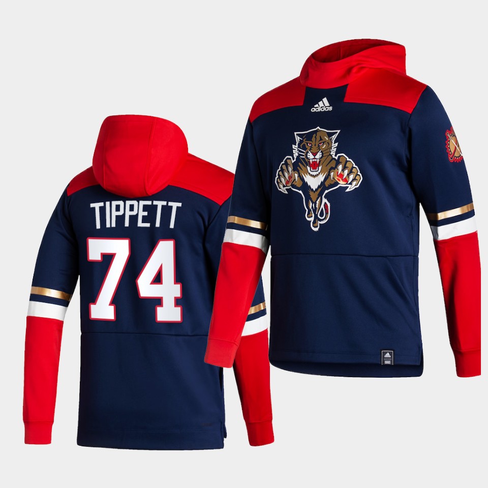 Men Florida Panthers #74 Tippett Blue NHL 2021 Adidas Pullover Hoodie Jersey